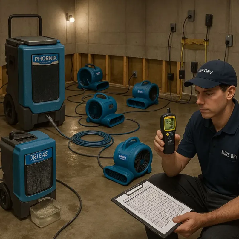 Structural Drying and Dehumidification process in Cordaville, MA
